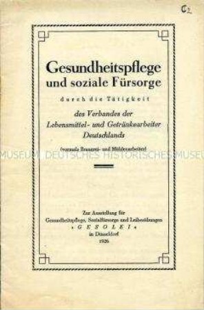 Informationsschrift zu einer Ausstellung über Gesundheitspflege und Sozialfürsorge