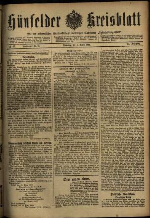 Ausgabe vom Samstag, den 05. April 1919.