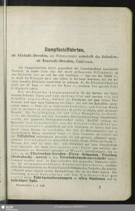 Dampfschiffahrten, ab Altstadt-Dresden ...; ab Neustadt-Dresden ...
