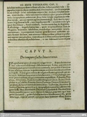 Caput X. De tempore factae Inventionis