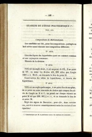 Examens de l´école polytechnique.