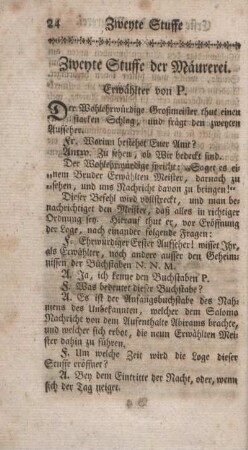 Zweyte Stuffe der Mäurerei. Erwählter von P.