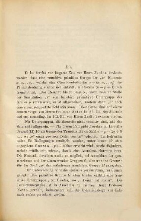 Ueber primitive Gruppen mit transitiven Untergruppen geringeren Grades : Giessener Inaug. Diss.