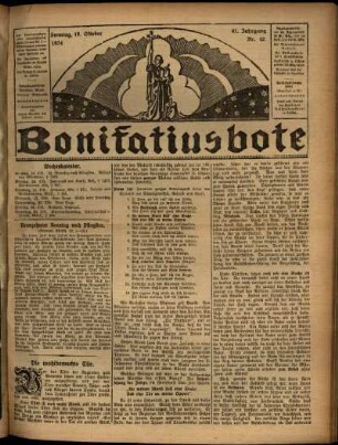 Erste Ausgabe vom Sonntag, den 19. Oktober 1924.