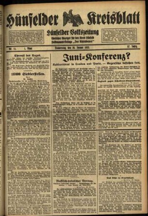 Erste Ausgabe vom Donnerstag, den 28. Januar 1932.