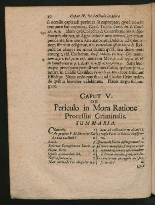 Caput V. De Periculo in Mora Ratione Processus Criminalis.