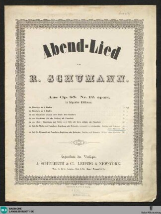 Abendlied : aus op. 85 Nr. 12 apart