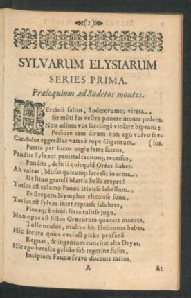 Sylvarum Elysiarum Series Prima.