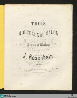 3: Trois morceaux de salon : pour piano et violon; op. 72