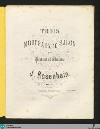 3: Trois morceaux de salon : pour piano et violon; op. 72