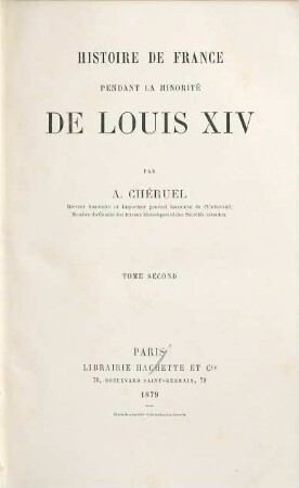 Histoire de France pendant la minorité de Louis XIV, 2