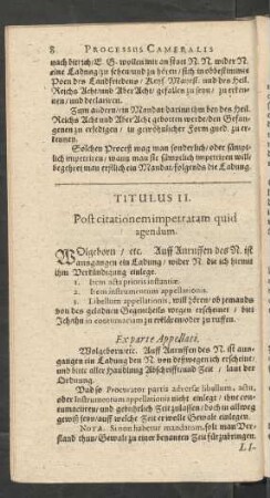 Titulus II. Post citationem impetratam quid agendum