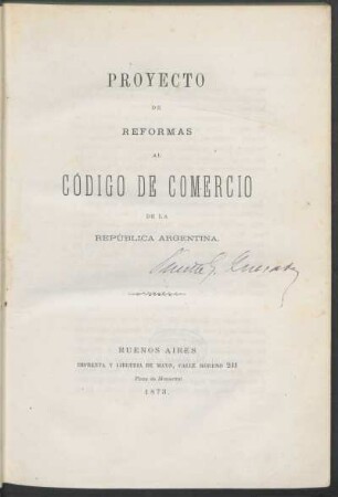 Proyecto de reformas al código de comercio de la República Argentina