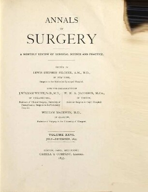 Annals of surgery : a monthly review of surgical science and practice. 26. 1897