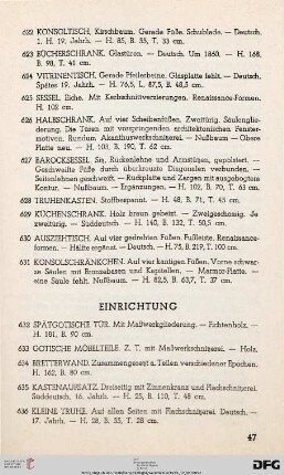 XI. Einrichtung (Nr. 632-661)