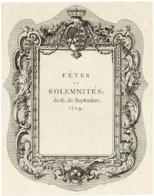 Kleines Titelblatt zu den Festlichkeiten am 6. September 1719