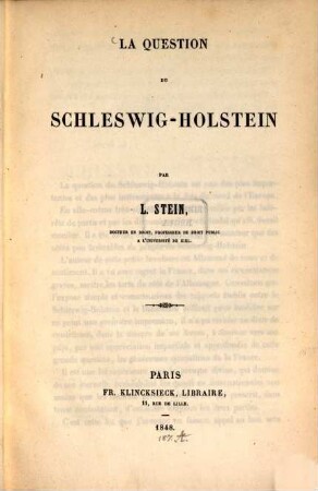 La question du Schleswig-Holstein