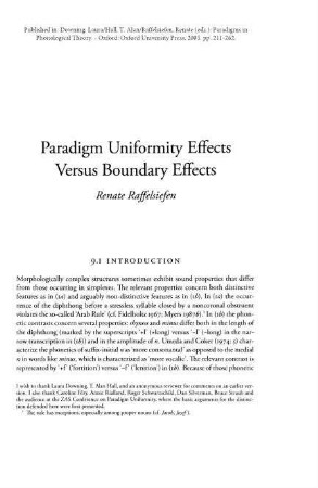 Paradigm uniformity effects versus boundary effects