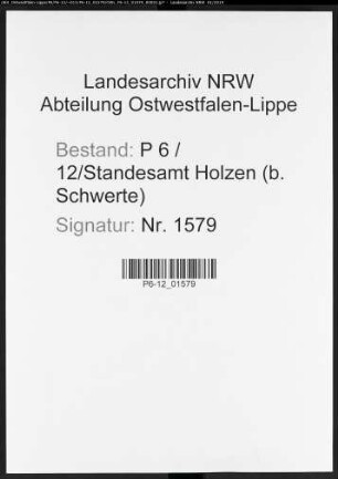 Sterberegister Standesamt Holzen bei Schwerte