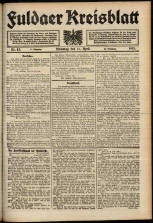 Ausgabe vom Dienstag, den 11. April 1911.