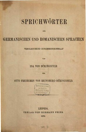 Sprichwörter der germanischen und romanischen Sprachen. 1