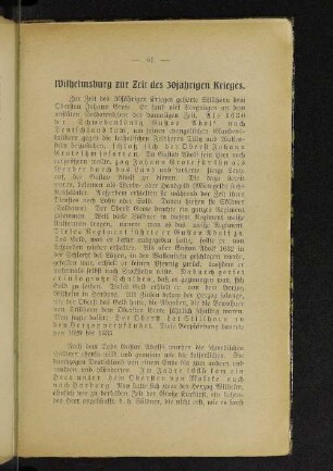Wilhelmsburg zur Zeit des 30jährigen Krieges.