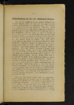 Wilhelmsburg zur Zeit des 30jährigen Krieges.