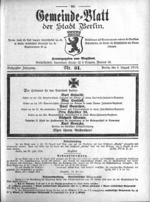 1919,31: Nr. 31, 3. August 1919