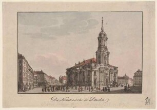 Die neue Kreuzkirche in Dresden nach Südosten vom Altmarkt aus