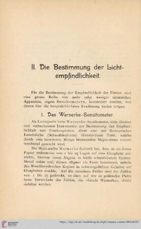 II. Die Bestimmung der Lichtempfindlichkeit