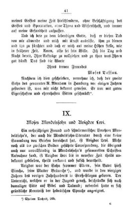 IX. Moses Mendelssohn und Avigdor Levi.