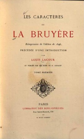 Les caractères de LaBruyère, 1