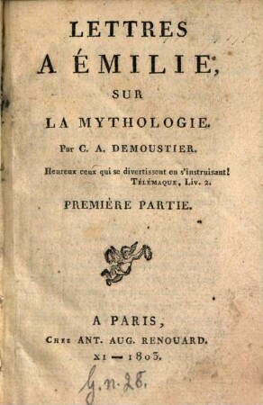 Lettres à Émilie, sur la mythologie, 1