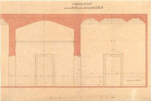 Gärtner, Friedrich von; Athen (Griechenland); Königliche Residenz (Athener Schloss) - Kaffee - u. Speisezimmer (Längsschnitt)