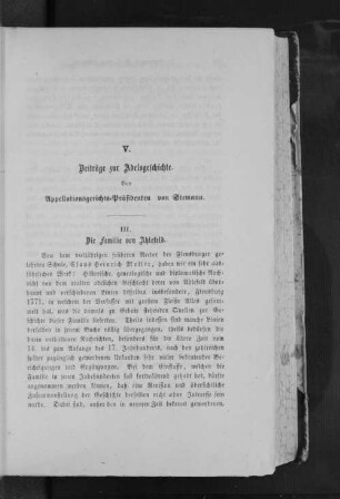 V. Beiträge zur Adelsgeschichte.