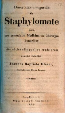 Diss. inaug. de staphylomate