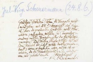Brief an Julia Virginia Scheuermann