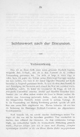 Schlusswort nach der Discussion.
