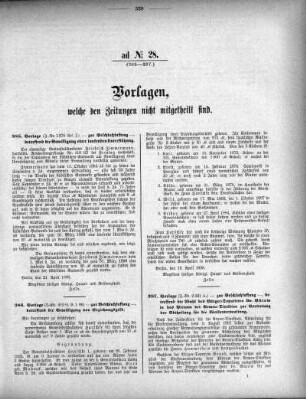 Anlage: ad No.28 (385-397), Vorlagen, welche den Zeitungen nicht mitgeteilt sind