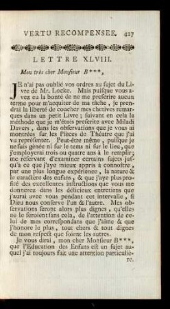 Lettre XLVIII. Mon très cher Monsieur B***, ...