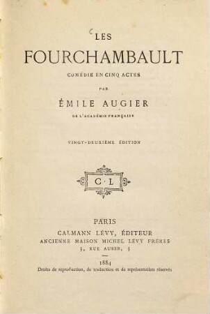 Les Fourchambault : comédie en cinq actes