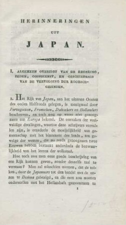 I. Algemeen overzigt van de regering, zeden, godsdienst, en geschiedenis van de vervolging der roomschgezinden