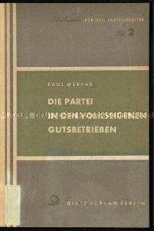 Schrift über die Maßnahmen zur Anwendung einer zielgerichteten Agrarpolitik in der Sowjetischen Besatzungszone in Deutschland