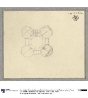 Ostrowo (Ostrów Wielkopolski), ehemals Regierungsbezirk Posen (Województwo Wielkopolskie). Jagdschloss Antonin (?). Entwurf zu einem achteckigen Gebäude. Grundriss