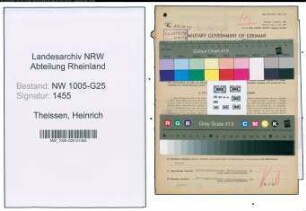 Entnazifizierung Heinrich Theissen , geb. 15.01.1905 (Handelsvertreter)