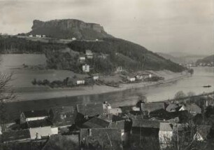 Königsteiner Elbufer mit Blick auf den Lilienstein, elbaufwärts gesehen