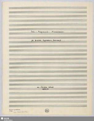 Trio - Fragment - Mitsammen für Bratsche, Englischhorn, Kontrabaß - Mus.15480-ZZ-502 : vla, cb, cor inglese