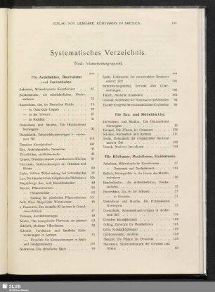 Systematisches Verzeichnis (nach Interessentengruppen)