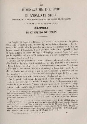 Intorno alla vita ed ai lavori di Andalò di Negro.