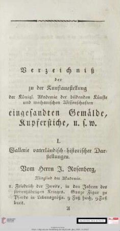 I. Gallerie vaterländisch-historischer Darstellungen
